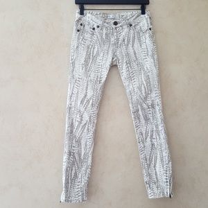 Free People feather print cropped skinny jeans